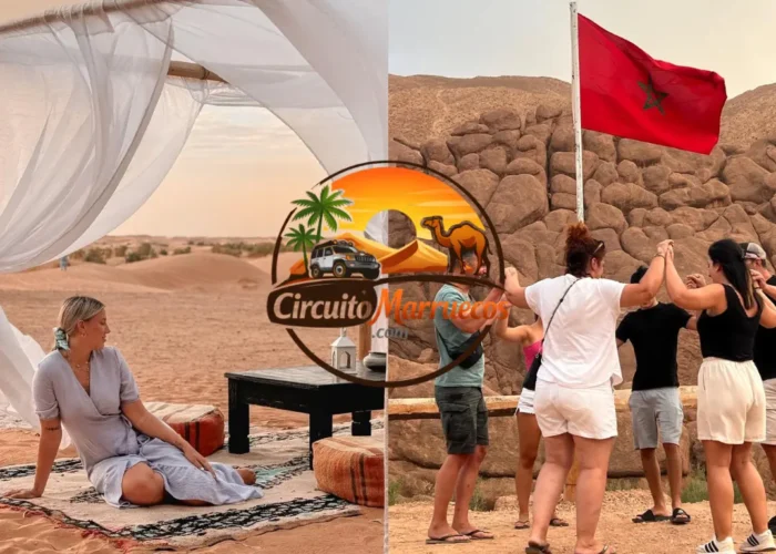 Campamento de lujo en el desierto del Sahara y paisajes del Valle del Dades durante un circuito Marruecos 5 dias.