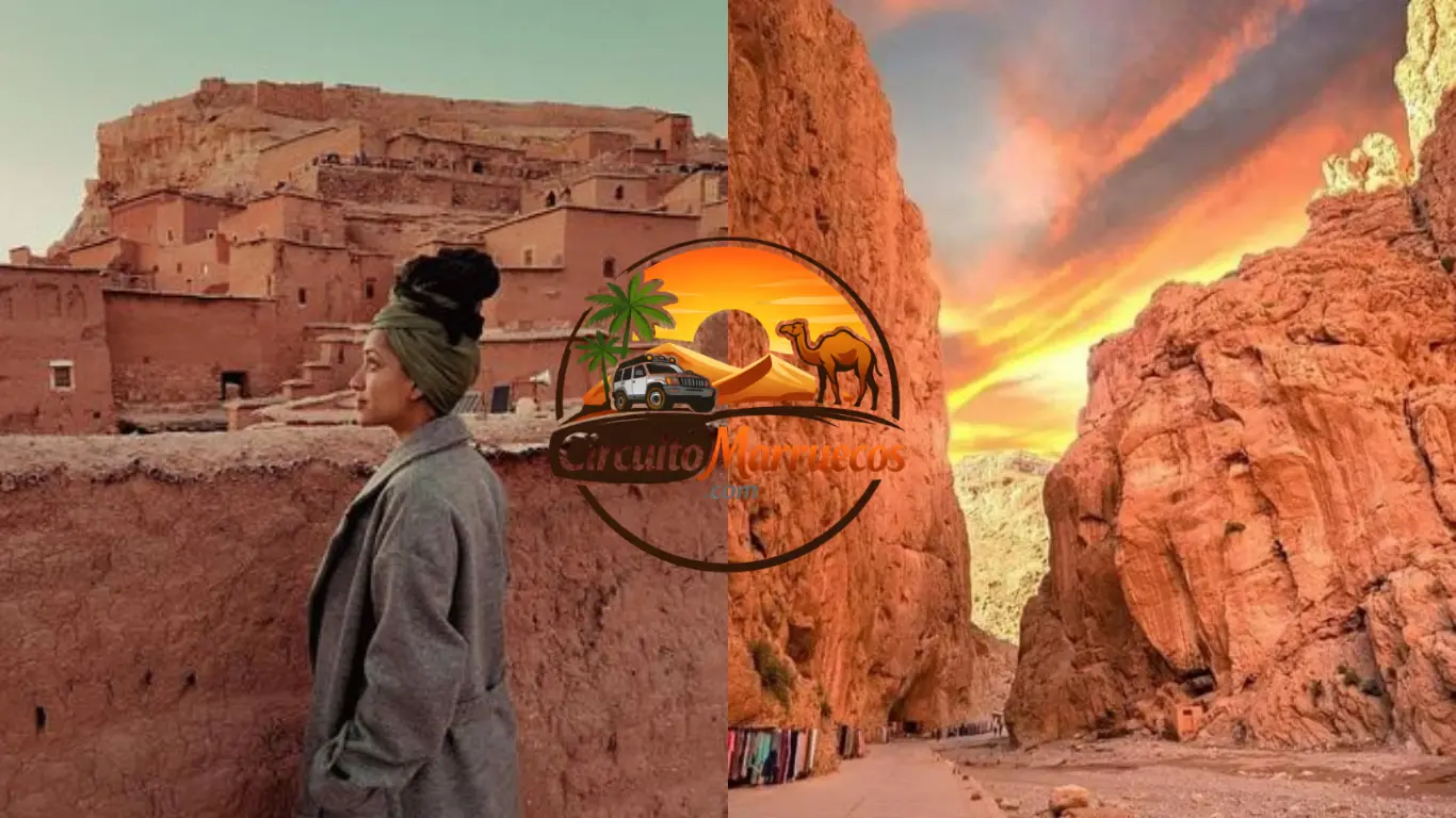 Kasbah de Ait Ben Haddou y Gargantas del Todra Marruecos en 4 Días La Kasbah de Ait Ben Haddou y las impresionantes Gargantas del Todra durante un tour de Marruecos en 4 días desde Marrakech hasta Fez.