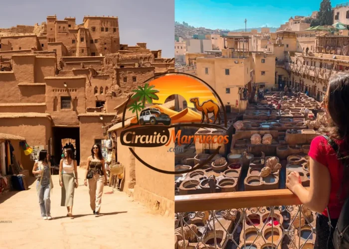 Vista de Ait Ben Haddou y de la histórica medina de Fez durante un recorrido de Marruecos en 5 Días por ciudades imperiales, montañas y desierto